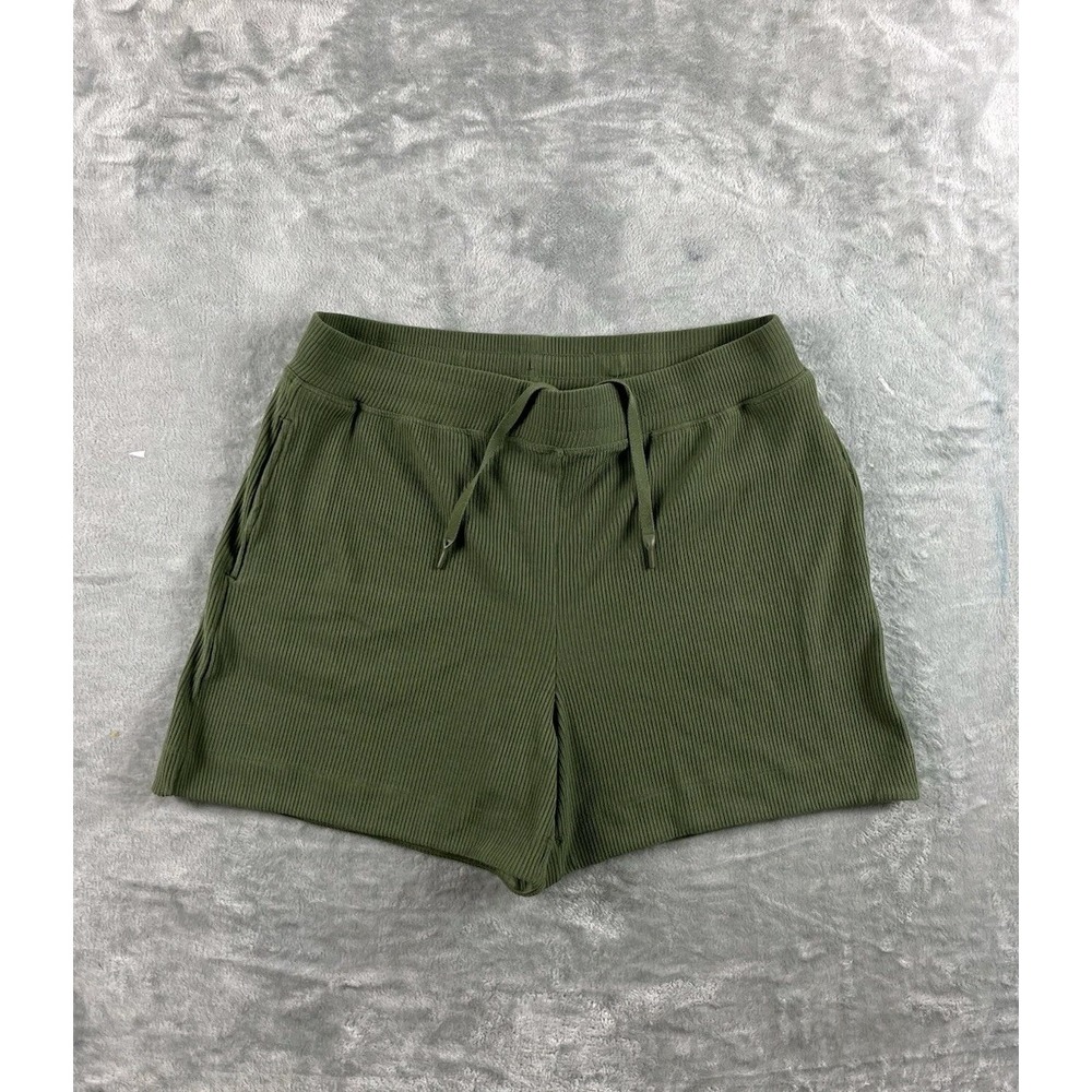 Woolx Shorts Womens Large Green Ribbed Maisley Merino Wool Blend Stretch Casual